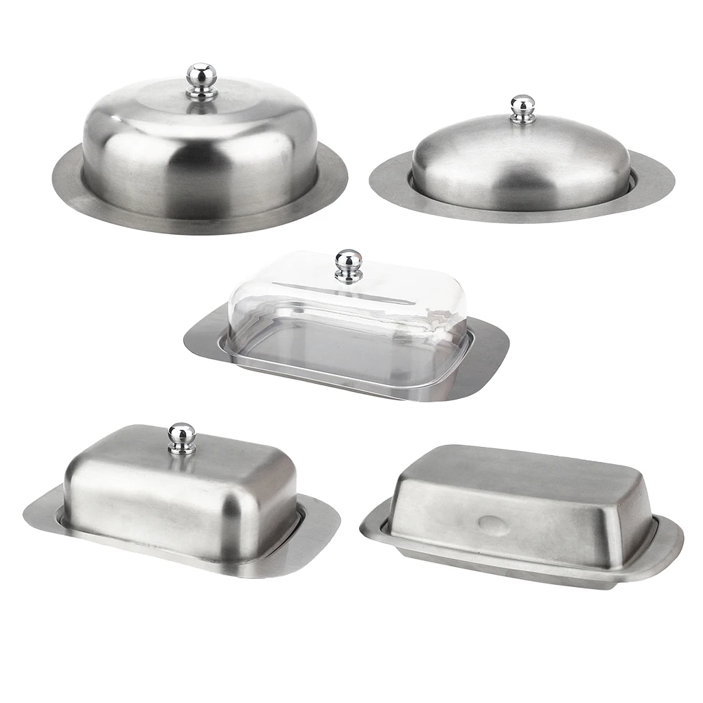 Stainless Steel Butter Dish Dessert Serving Tray Buffet Steak Container Bar butter storage box