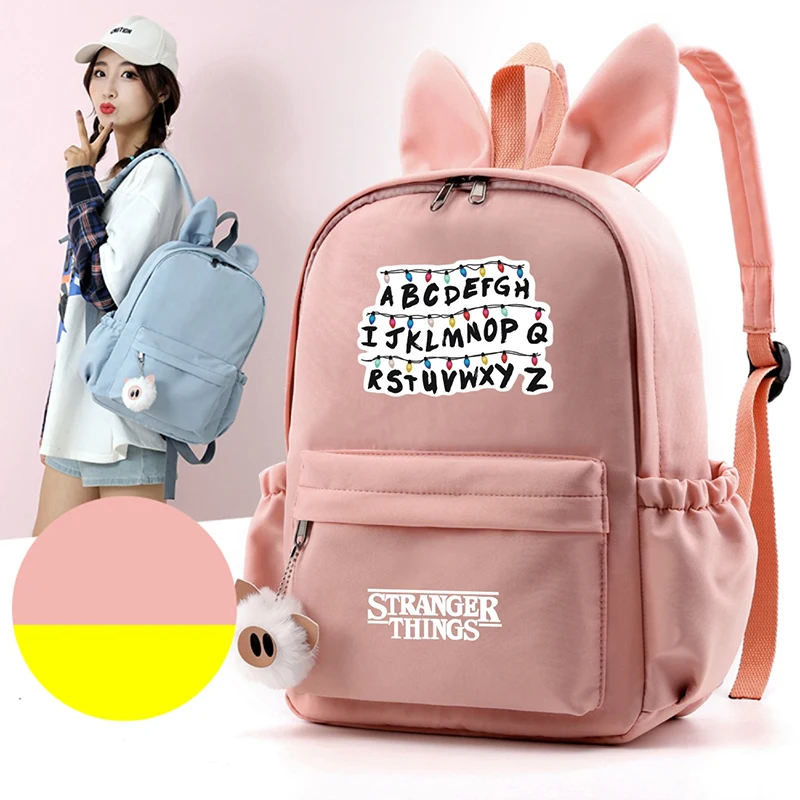 

2019 New Stranger Things With Rabbit Ears Shoulder Bag Korean Edition Backpack Student Big Teen Capacity Dropshipping