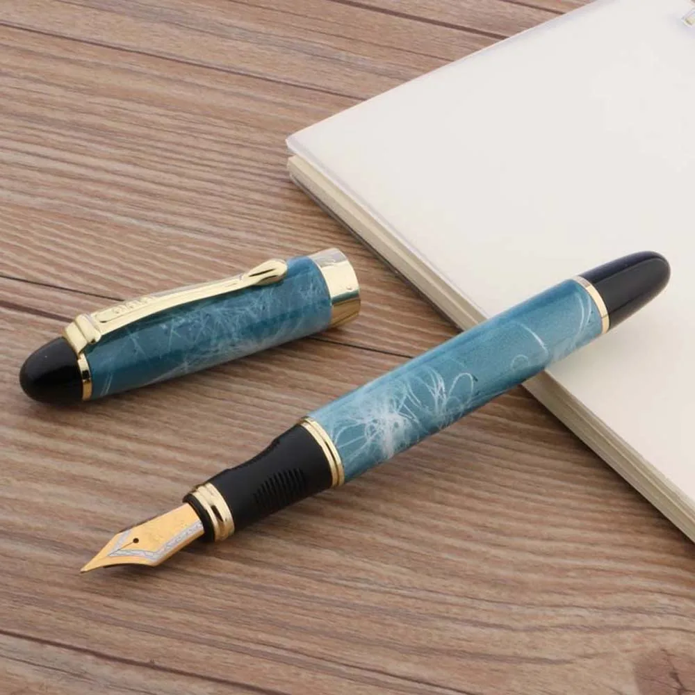 Роскошные Jinhao X450 металлическая авторучка синий Мрамор полосы М перо ручек
