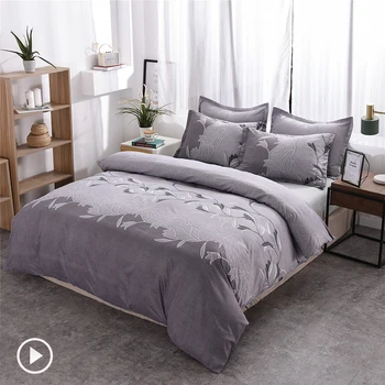 

JUSTCHIC High Quality 3pcs Bedding Set Simple Plain Printing Duvet Cover with Pillowcase US EU AU Size Twin Full Queen King