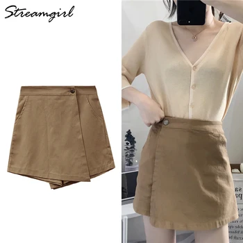 

White Shorts Skirts Womens Wid Leg Summer Women's Clothing Loose Black Cotton Shorts High Waisted Short Pants Feminina