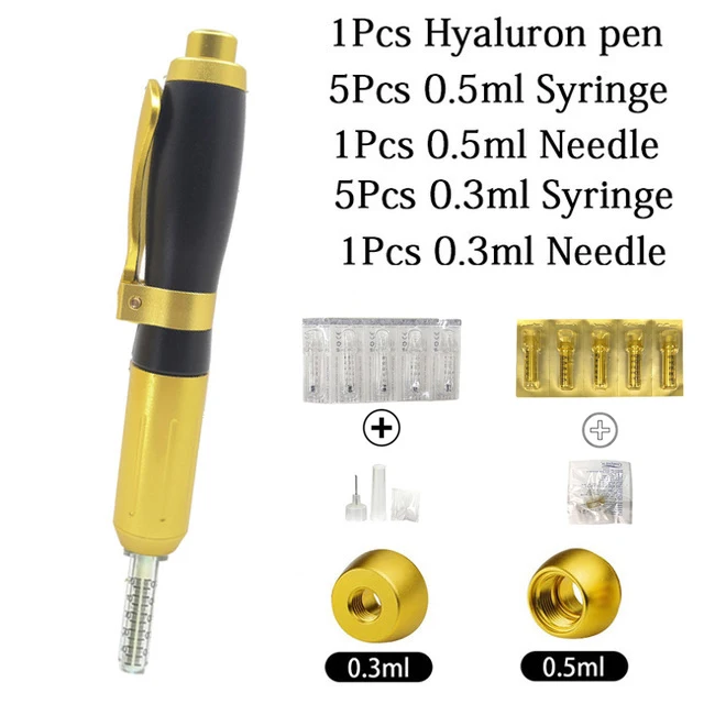 1pen 5pcs syringe Новейший 2 в 1 гиалуроновая ручка с гиалуроновой кислотой, шприц-ручка для заливки губ, массажный распылитель, ручка против морщин, шприц для воды, игла - Цвет: 1pen 5pcs syringe