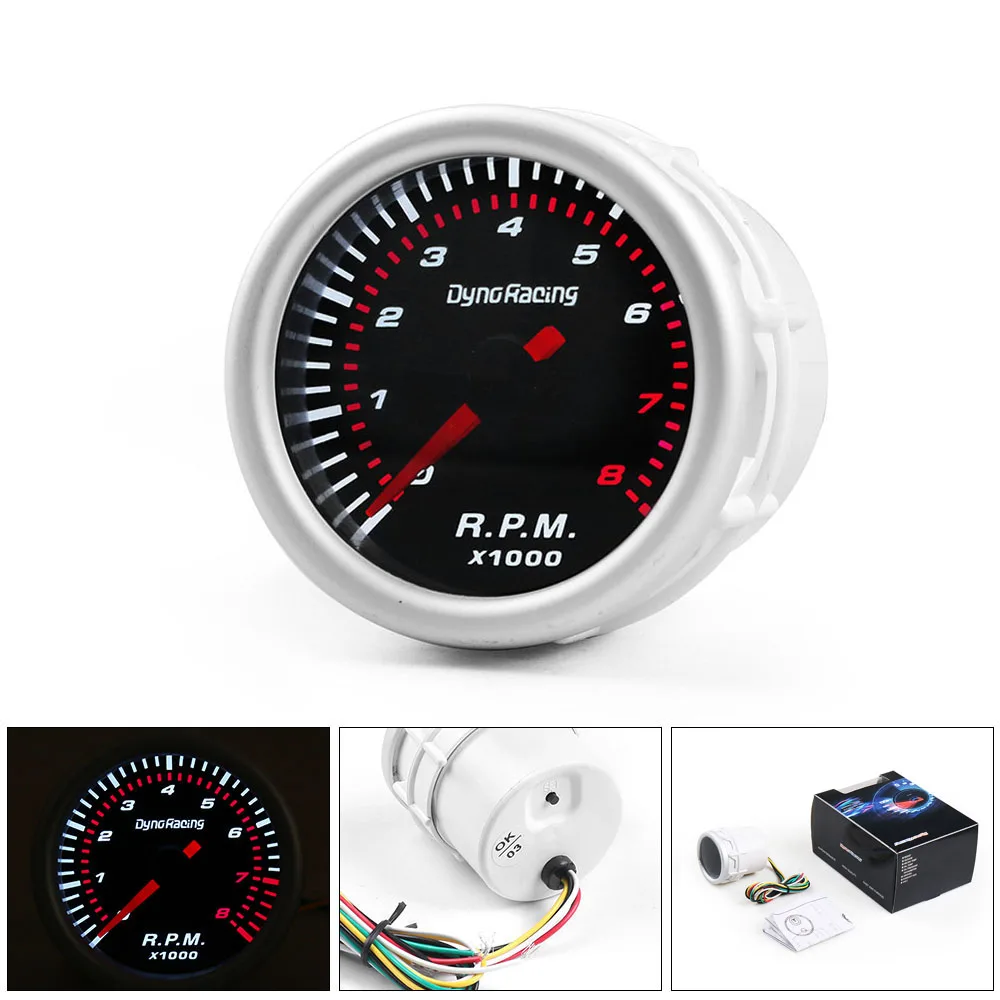 Тахометр Dynoracing TT101316 Универсальный светодиодный измеритель длина 2 дюйма 52 мм 12 В 8