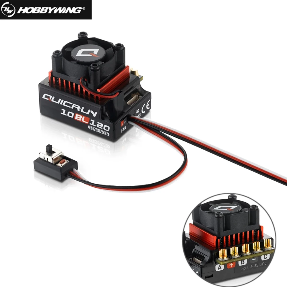 

Контроллер скорости Lipo Hobbywing, 10BL120, 120A /10BL60, 60A, 2-3S, бесщеточный, ESC для радиоуправляемых машинок 1/10, 1/12, запасные части