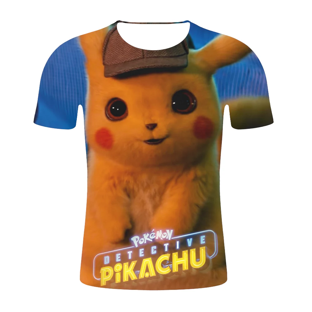 

Movie Detective Pikachu 3D T-Shirt Male High Quality Male & Female T-Shirt Summer Casual Anime Cartoon Funny Pikachu O-Neck Top