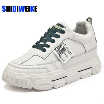 

Women Casual Shoes 2020 New Women Sneakers Fashion Breathable Slip Leather Platform White Women Shoes Soft Footwears AB504