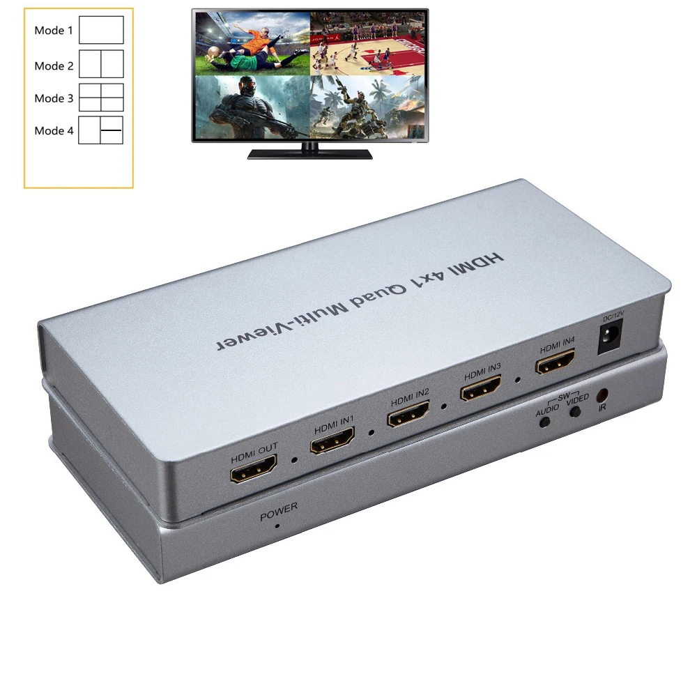4x1 hdmi мультипросмотр 1080P 4 входа HDMI четырехъядерный разветвитель экрана с
