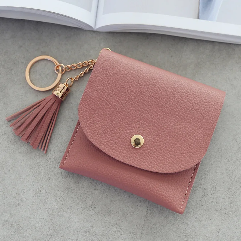 Fashion Women Credit Card holder with Key Ring Small Tassel Cards Wallets for Girls Lady Sweet Mini Purse porte carte leather wallet wallet card holder card holder coin purse credit card holder credit card wallet card wallet coin purse wallet