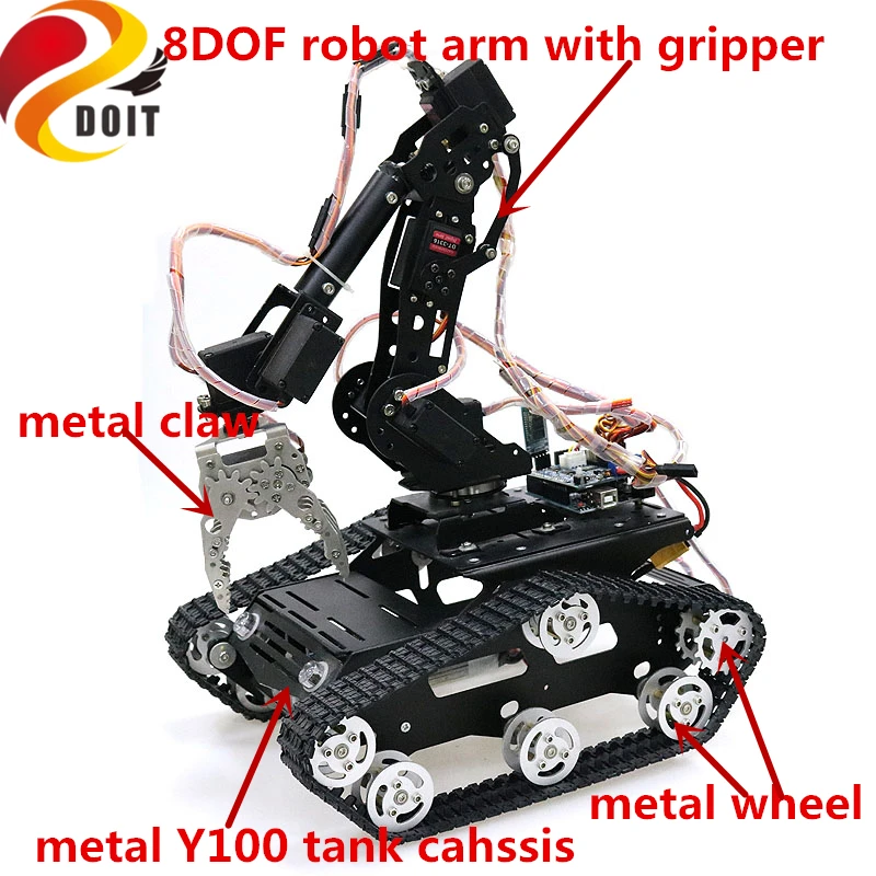 SZDOITWifiBluetoothHandleControlFullMetal8DOFVehicleRobot