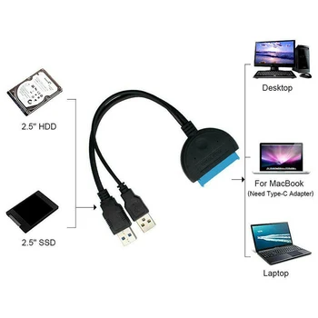 

SATA To USB 3.0 2.5 Inch Hard Drive HDD SSD Adapter Converter Cable 22 Pin With Power Supply Lightweight