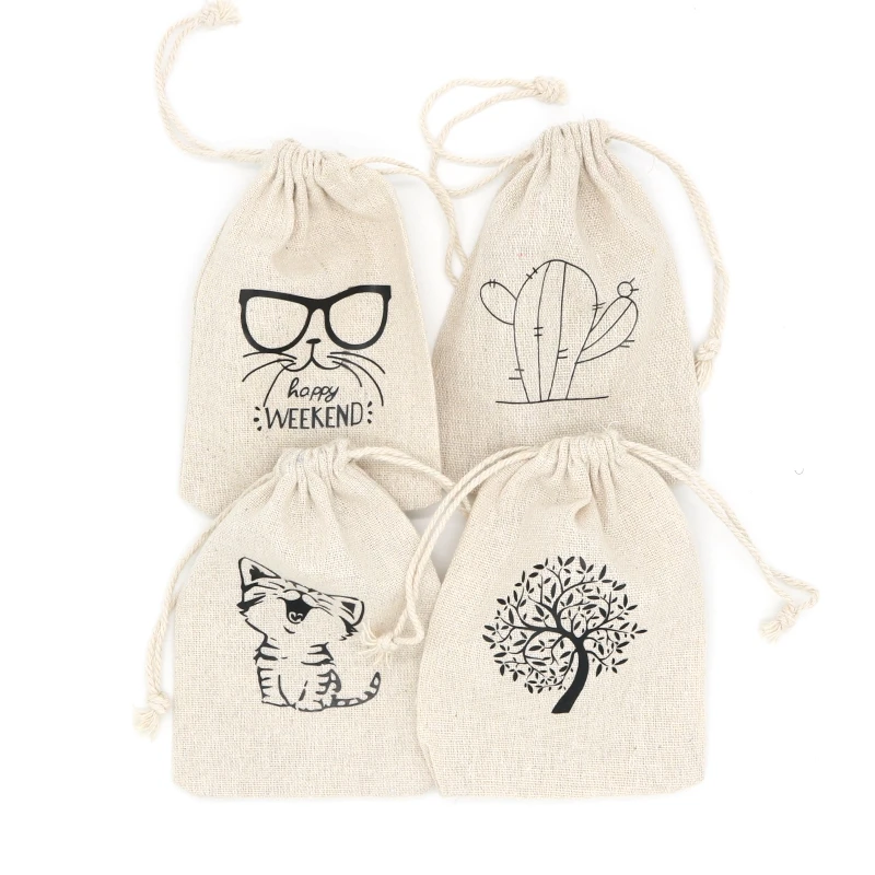 500 개/몫 사용자 정의 맞춤 선물 파우치 코 튼 Drawstring 가방 자연 색상 코 튼 가방, 포장 선물 가방, 작은 천으로 가방