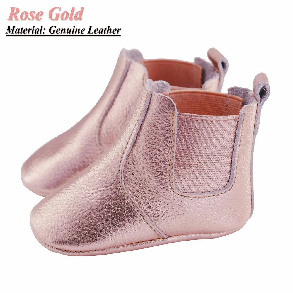 rose gold leather Камуфляжные сапоги; однотонные детские ботинки; сезон осень-зима; теплые детские ботинки обувь; детские мокасины; первые шаги - Цвет: rose gold leather