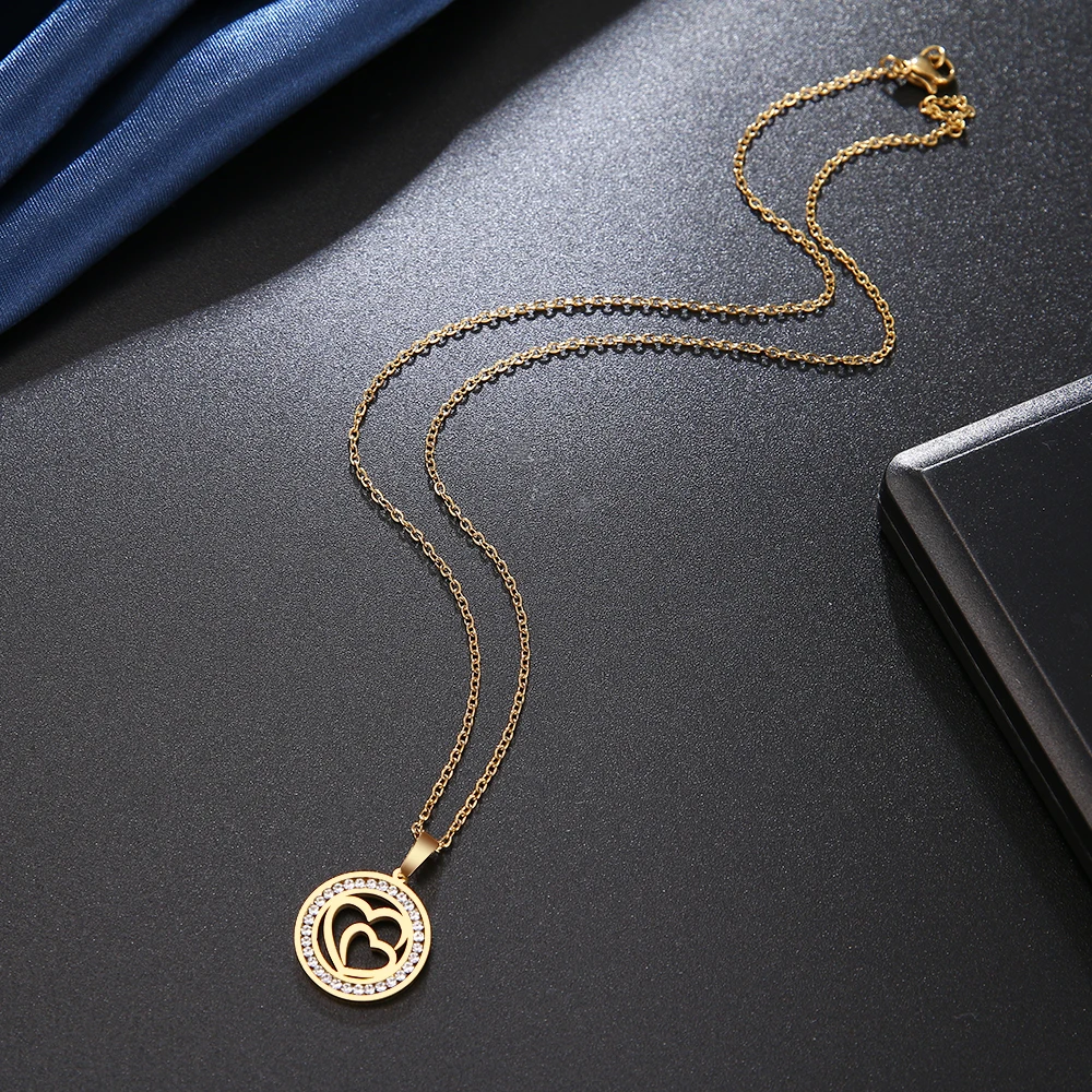 Crystal Rhinestone Openwork Overlay Love Necklaces - Image 3