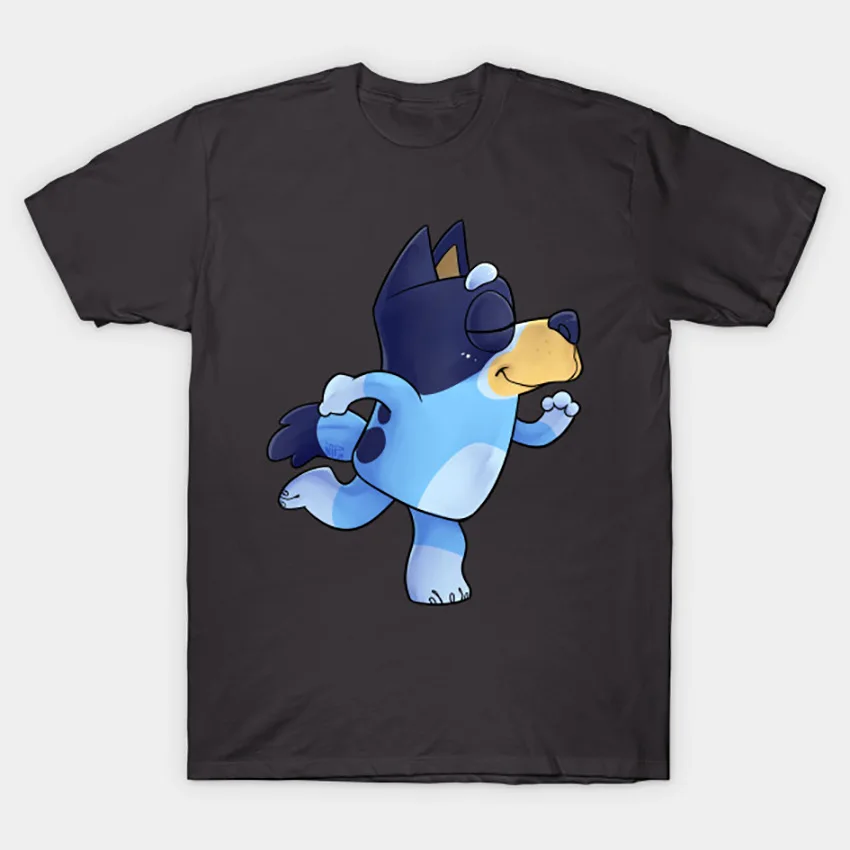 Темно-серый Bluey's dance/футболка Bluey; Милая футболка blue heeler с рисунком собаки; Танцевальная футболка bluey - Цвет: Темно-серый