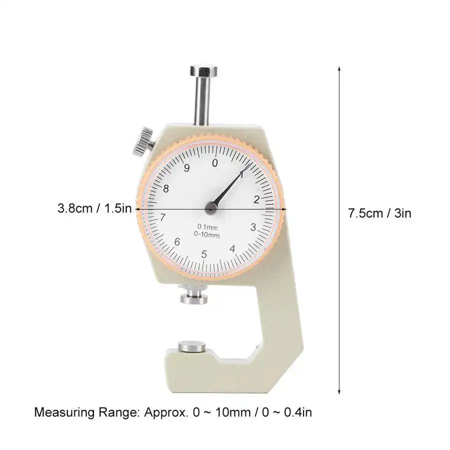 Portable 0-10mm Thickness Gauge Silver Aluminum Alloy High Accuracy Film Paper Jewelry Leather Thickness Meter Measuring Tool