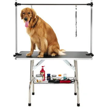 

Foldable Stainless Steel Pet Grooming Table for Small Pet Portable Operating Table Rubber Surface Bath Desk Pet Supply