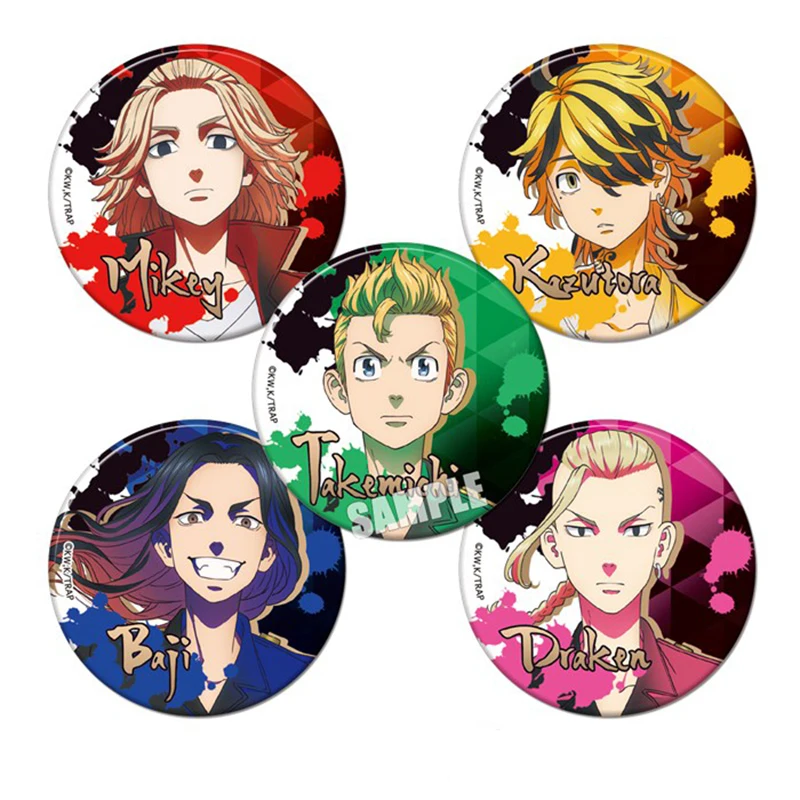 Anime Tokyo Revengers Cosplay Badges Manjiro Ken Takemichi Hinata Atsushi Chibi Costumes Accessories Kawaii Pins Broches Gifts