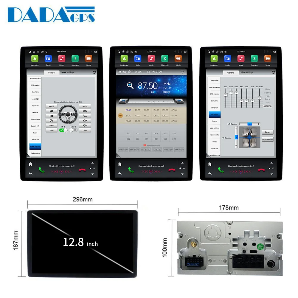 Clearance 12.8" Tesla Android 8.1 4+64GB universal car multimedia radio No DVD player For Toyota / Nissan / Suzuki / Lexus GPS Navigation 3