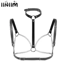 Женская мода панк, искусственная кожа, бюстгальтер без косточек, регулируемый грудь, бюст портупея, пояс с o-кольцами, ролевая одежда для клуба