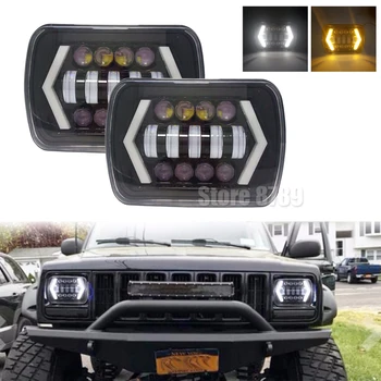 

5x7 Inch LED Rectangular Headlights For Jeep Wrangler YJ Cherokee XJ Comanche MJ Truck FLD Square Headlamp With Turn Signals DRL