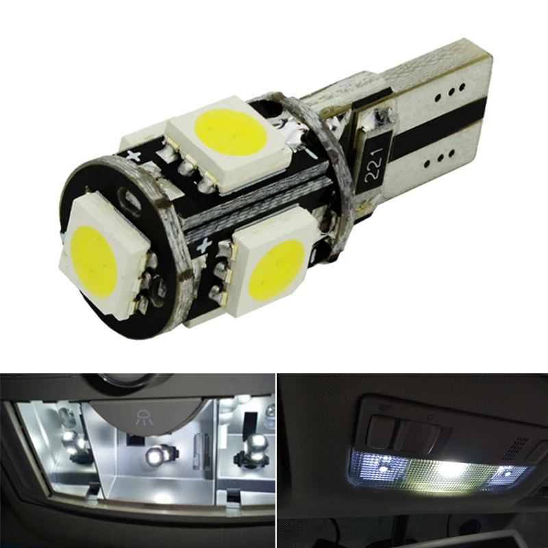 Светодиодная лампа T10 Canbus 12 В 5 SMD белая 6000K 5W5 W5W светодиодный светильник па без