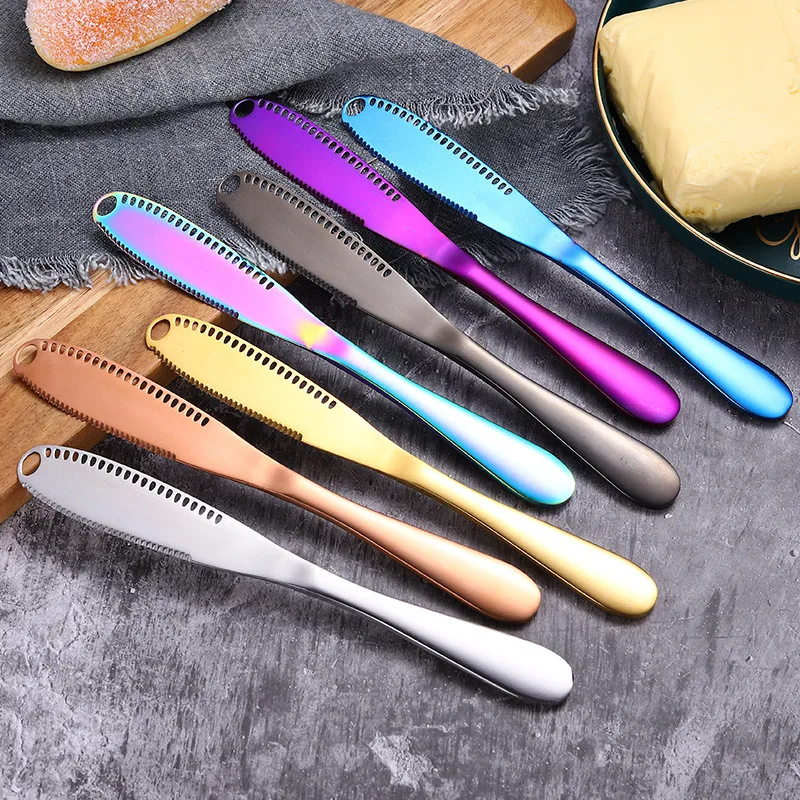 100pcs/lot Colorful kitchen knife Stainless Steel High-Grade Thick Cutlery Cheese Butter Knife Butter Cream Spatula