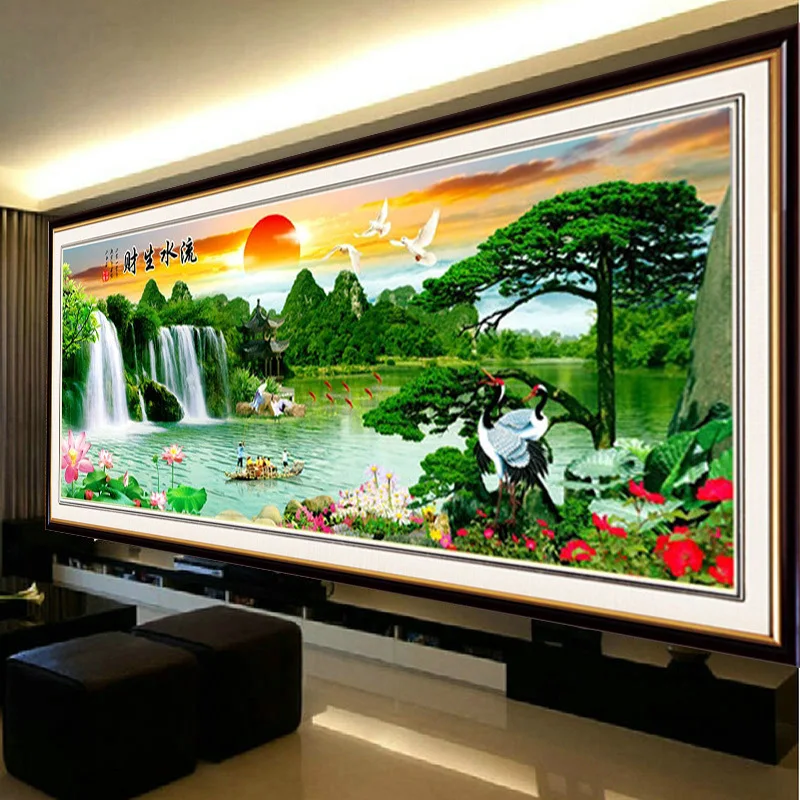 Sunrise Scenery Printed Canvas Needlework Counted Cross Stitch Kits Cotton Thread Cross-stitch Set for Embroidery Painting