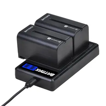

2Pcs 5200mAH NP-F750 NP-F770 Camera Battery + LCD USB Dual Charger for Sony NP F970 F960 F550 F570 QM91D CCD-RV100 TRU47E