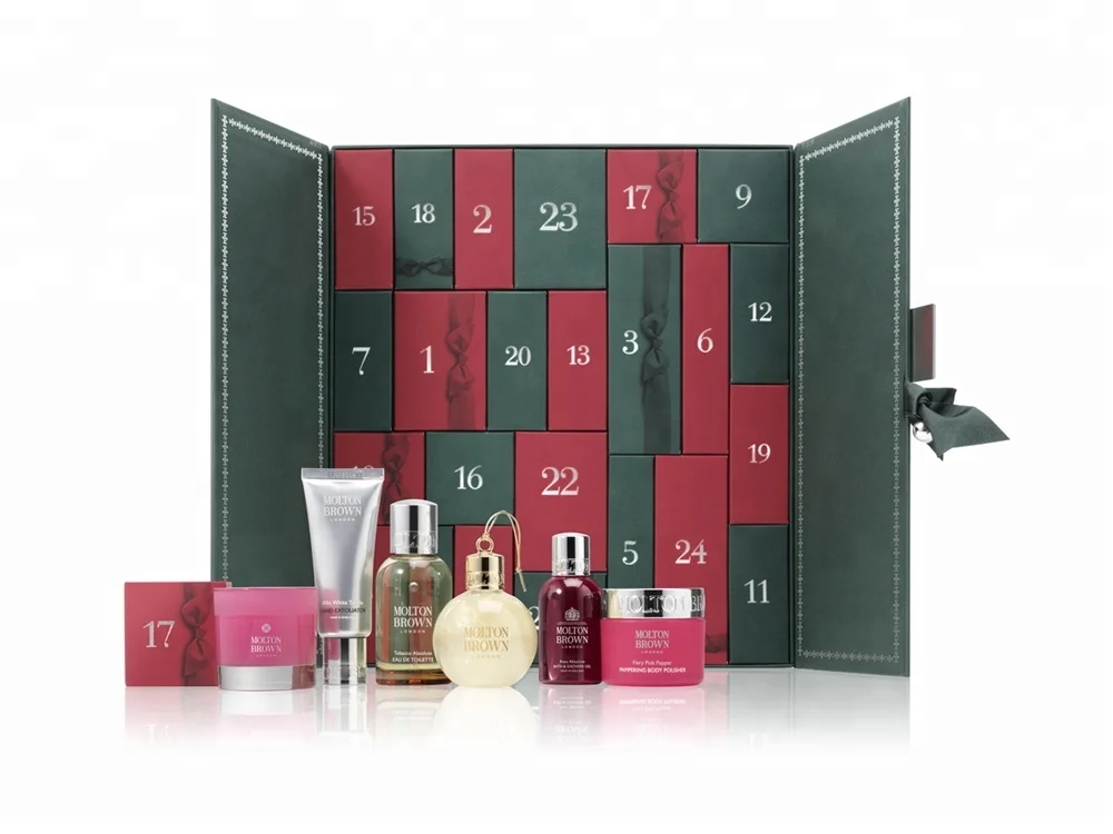 Custom cardboard nail polish cosmetic Christmas advent calendar gift packaging box 6
