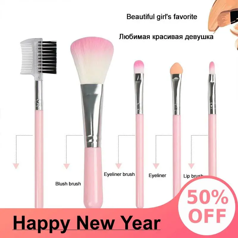 

Eyelash Eyeliner Beautiful Girl Five Small Makeup Brushes Easy Face and Eyes Brush