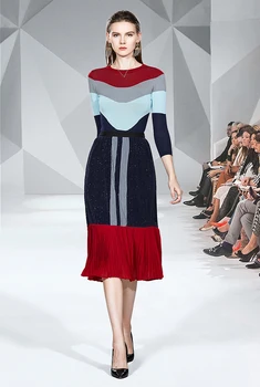 

Knit skirt suits autumn fashionElegant office lady 2 Piece Set Women O-neck short Knit Sweater+Elastic Waist Pleated Skirt sets