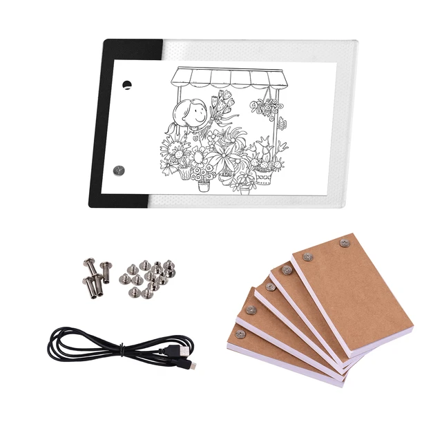 Flip Book Kit With Mini Light Pad LED Lightbox Tablet Design With Hole 60  Sheets Flipbook Paper Binding Screws For Drawing - AliExpress