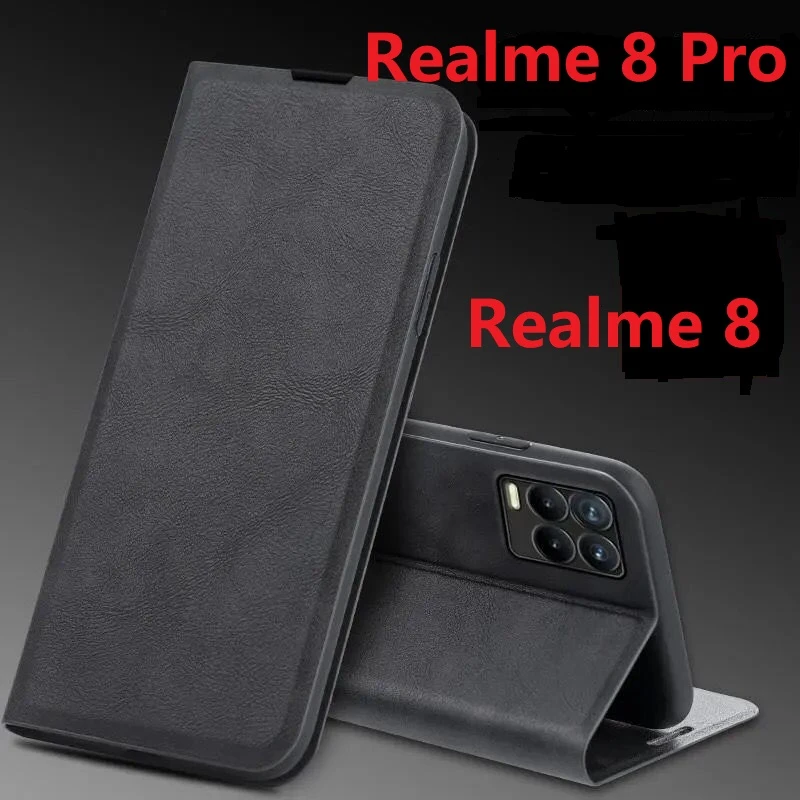 Wallet PU Leather For Realme 8 Pro Case Magnetic Book Stand Flip Card Protection Cover waterproof cell phone pouch