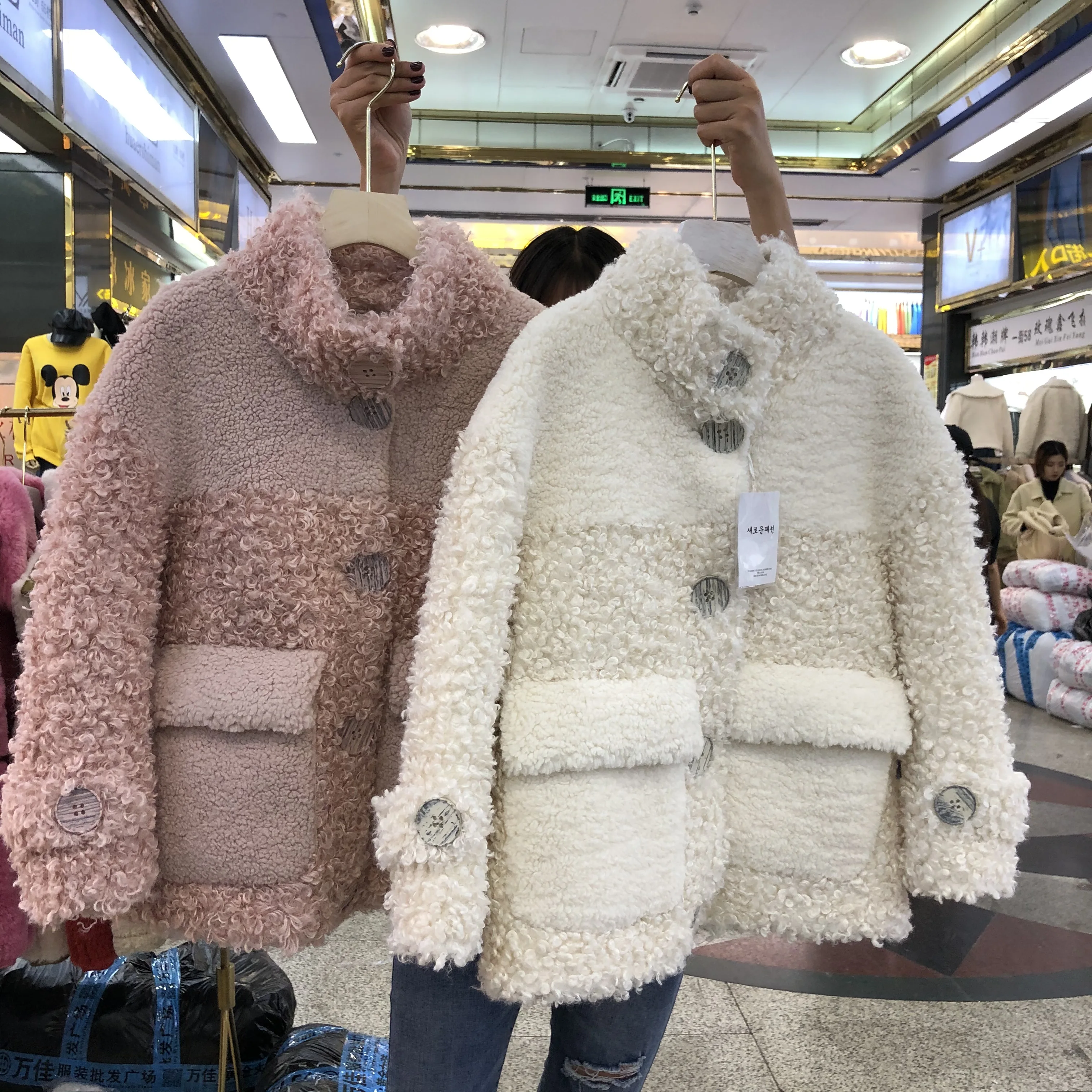 Осень и зима новая Корейская кашемировая куртка со стоячим воротником из овечьего меха женское однобортное пальто из овечьей шерсти женская верхняя одежда
