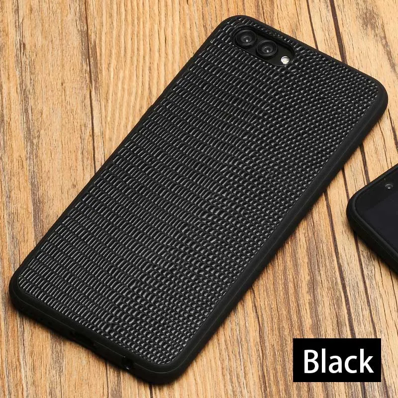 Роскошный чехол для телефона из натуральной кожи для HUAWEI Honor V10, чехол с текстурой ящерицы, все включено, чехол s для P10 Nova 2S Plus mate 9 10 Pro - Цвет: Черный