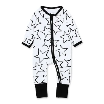 

2019 Spring Autumn Long Sleeves Baby Rompers Boys and Girls Zipper Star Climbing Clothes Cartoon Unisex Infant Baby Clothes