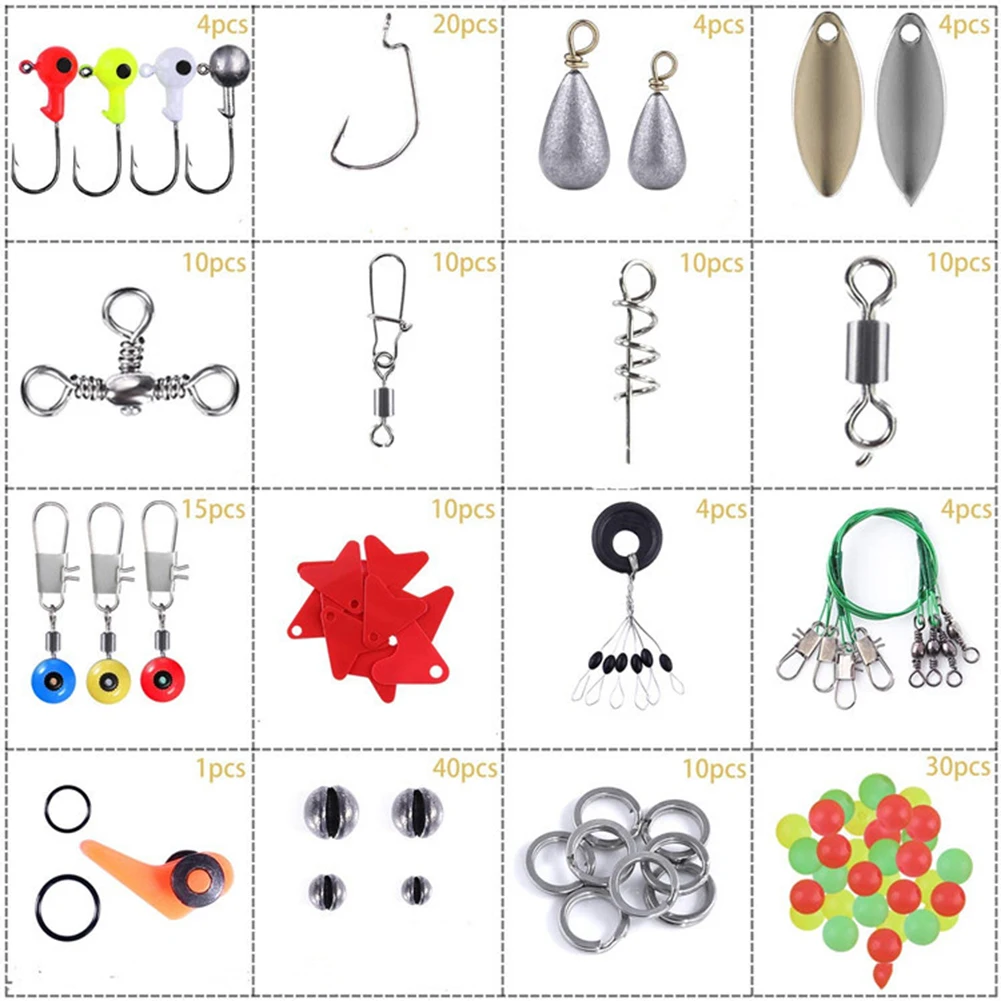 187 шт. коробка для рыболовных снастей карпа с джиг крючками поворотные бусины