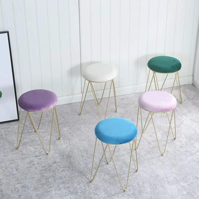  Concise Modern Ins Low Stool Bedroom Soft Iron Package Nothing Backrest Dining Chair Northern Europ - 4000263797567