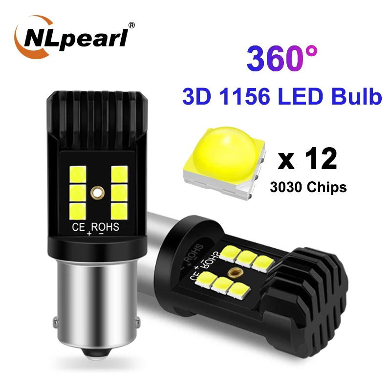 

NLpearl 2x Signal Lamp 1156 P21W LED BA15S BAU15S PY21W Car Turn Signal Lights 12V 3030 SMD 1157 BAY15D LED P21/5W Reserve Lamps