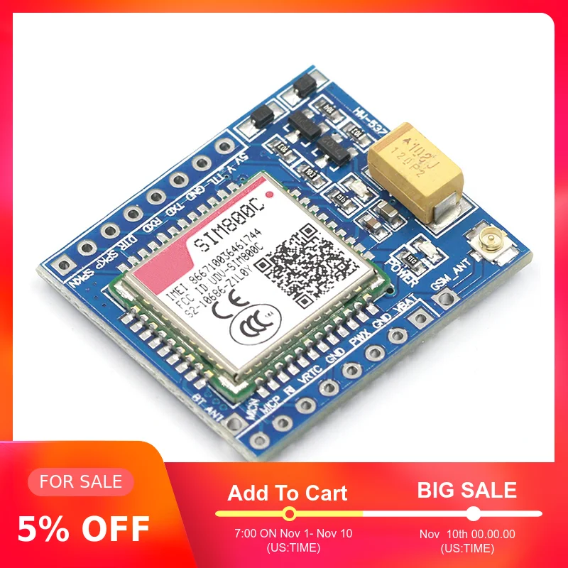 SIM800C GSM GPRS модуль 5 В/3,3 в ttl макетная плата IPEX с Bluetooth и TTS для Arduino STM32 C51 для Arduino