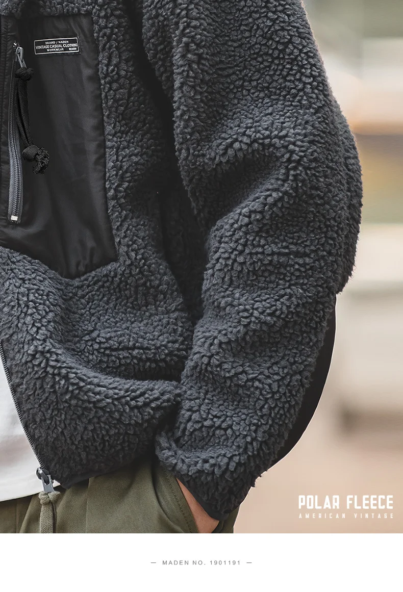 Maden Мужская Повседневная Ретро флисовая куртка осень и зима ретро сплошной цвет универсальное пальто