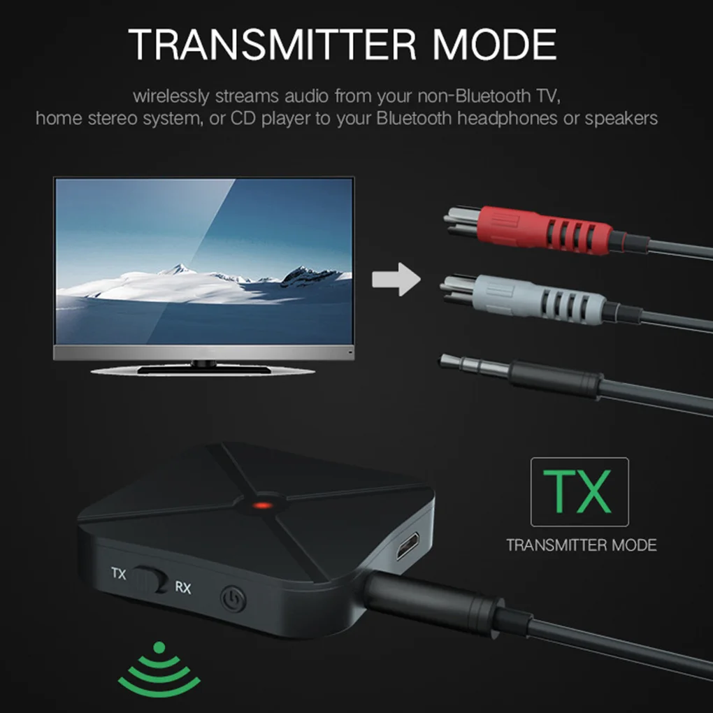 Bluetooth 4,2 приемник передатчик 2 в 1 аудио музыка стерео беспроводной адаптер с RCA 3,5 мм AUX Jack для домашнего ТВ MP3 ПК