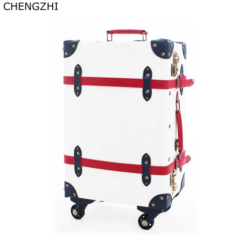 CHENGZHI 2" 24" 28 дюймов PU ретро женский чемодан на колесиках фирменный туристический чемодан на вращающихся Колесиках На Колесиках - Цвет: 1