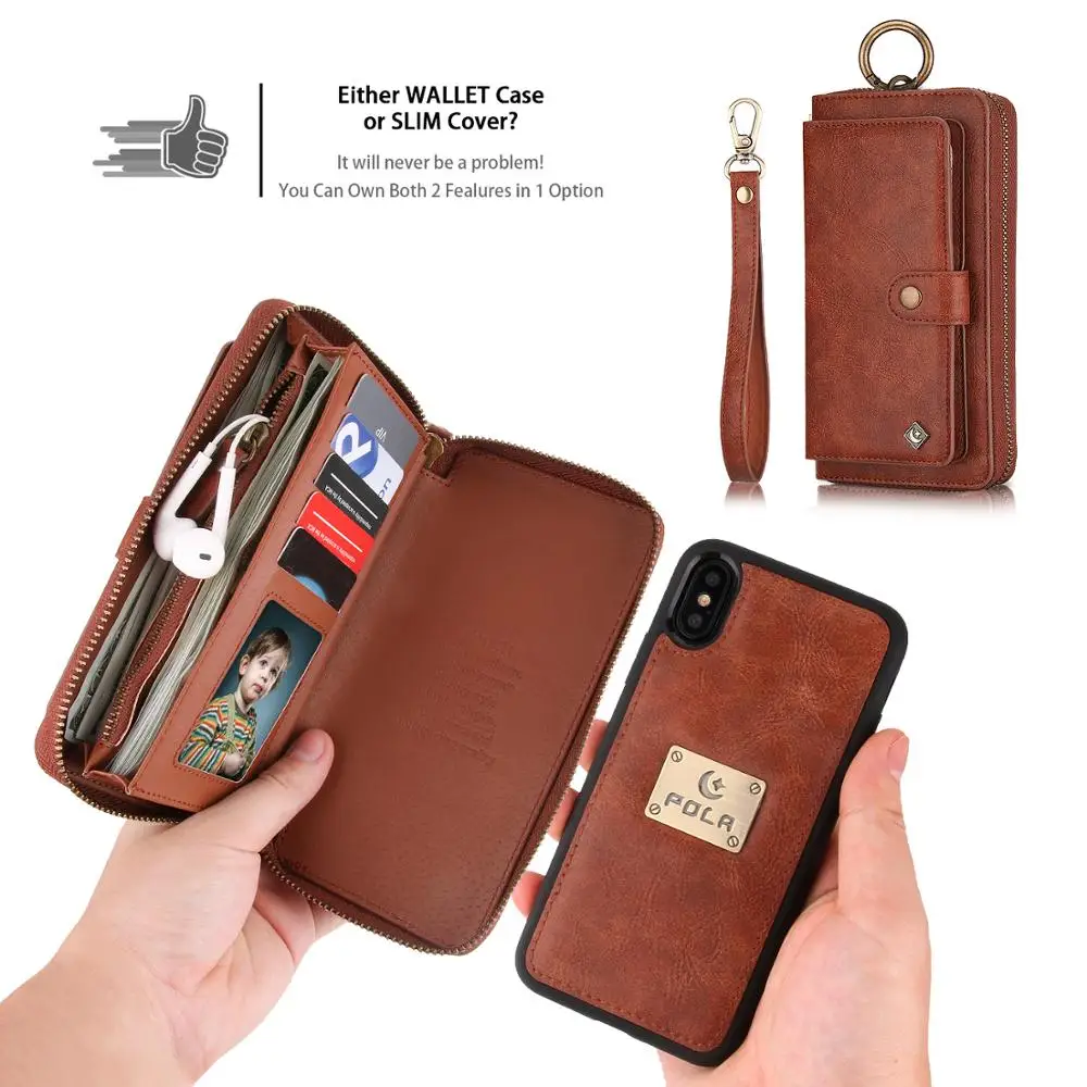 

Luxury Wallet Case For iPhone X XS XR XS MAX 6 6S 7 8 Plus Case Magnetic PU Leather 360 Full Cover Card Slot Case with Strap
