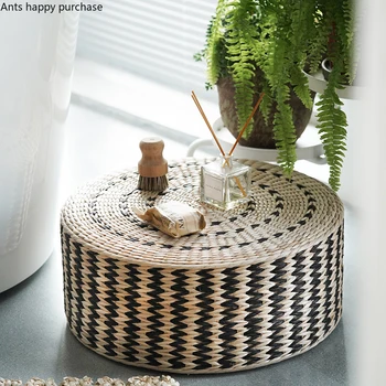 

Cattail Make Thicken Cushion Round Manual Weave Sponge Filling Cushion Home Use Living Room Decoration Meditation Pad Futon