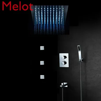 

Luxury Shower System Ceiling LED Showerheads Rain Shower Set Bathroom 304 Stainless Steel Thermostatic Concealed mixer