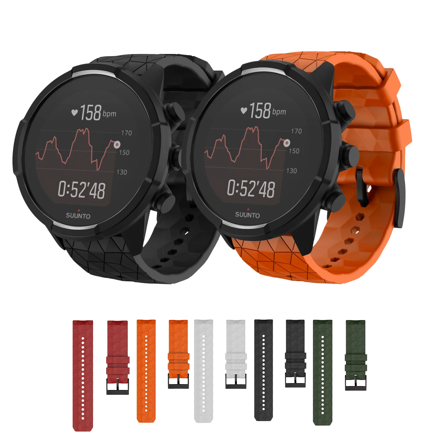 Ремешок силиконовый для SUUNTO 9 Baro Band спортивный браслет Spartan/9 24 мм|Ремешки часов| |