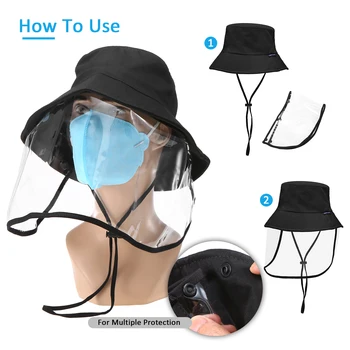 

Protective Hat with Removable Transparent Face Shield Men Women Full Face Hat for Camping Hiking Fishing Travel
