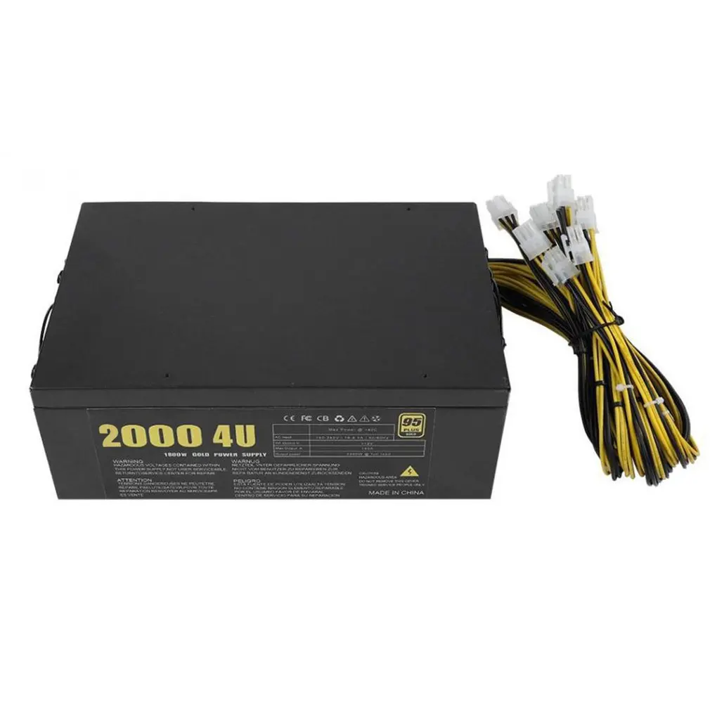 2U/4U 2000 Вт/1800 Вт 160-240 В ATX компьютерный блок питания для горнодобывающей машины поддержка видеокарты Выходная Номинальная мощность биткоина - Комплект: 4U 2000W