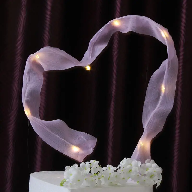 1 Pc Cake Topper Fantastic Shining Chiffon Ribbon Dessert Card Cake Decoration Cake Insert for Banquet Wedding Birthday